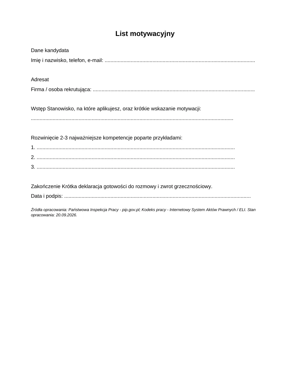 List motywacyjny