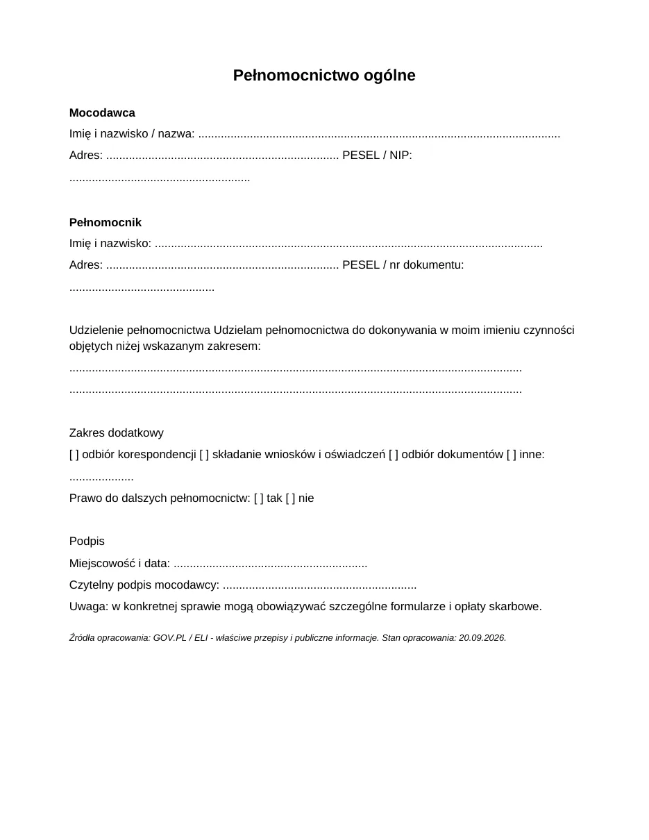 Pełnomocnictwo ogólne