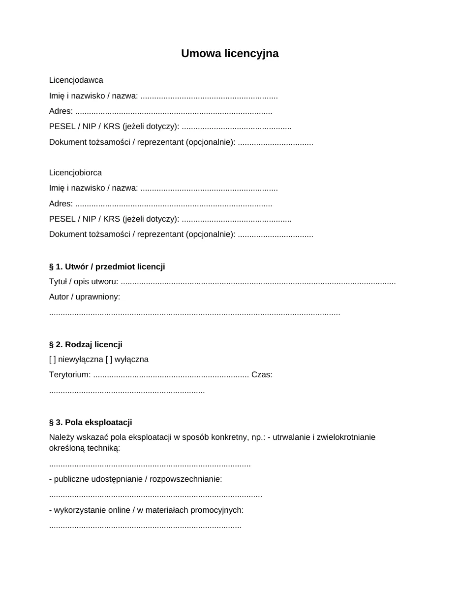 Umowa licencyjna