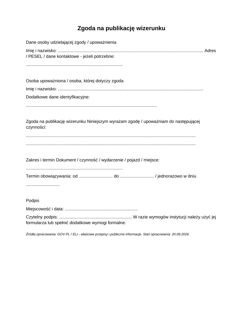 Zgoda na publikację wizerunku
